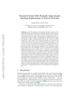 Towards Formal XAI: Formally Approximate Minimal Explanations of Neural
  Networks