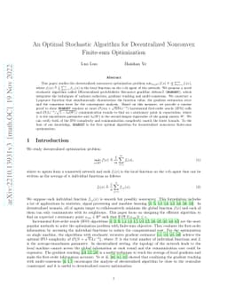On the Complexity of Decentralized Smooth Nonconvex Finite-Sum Optimization