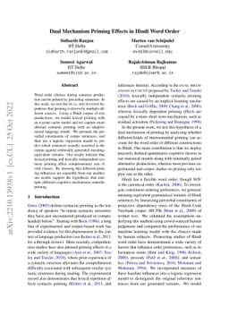 Dual Mechanism Priming Effects in Hindi Word Order