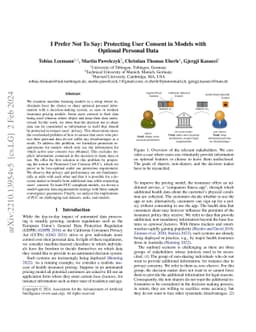 I Prefer not to Say: Protecting User Consent in Models with Optional
  Personal Data