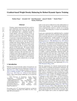 Gradient-based Weight Density Balancing for Robust Dynamic Sparse
  Training