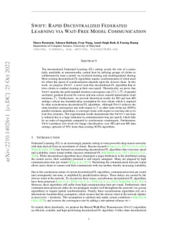 SWIFT: Rapid Decentralized Federated Learning via Wait-Free Model
  Communication