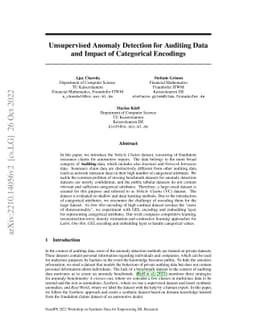 Unsupervised Anomaly Detection for Auditing Data and Impact of
  Categorical Encodings