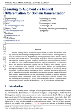 Learning to Augment via Implicit Differentiation for Domain
  Generalization