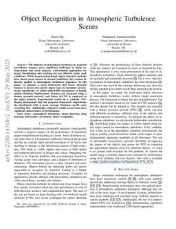 Object recognition in atmospheric turbulence scenes