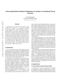 Adversarially Robust Medical Classification via Attentive Convolutional
  Neural Networks