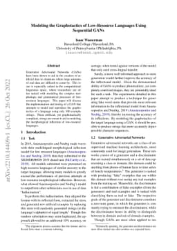 Modeling the Graphotactics of Low-Resource Languages Using Sequential
  GANs