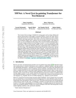 TPFNet: A Novel Text In-painting Transformer for Text Removal