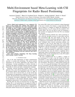 Multi-Environment based Meta-Learning with CSI Fingerprints for Radio
  Based Positioning