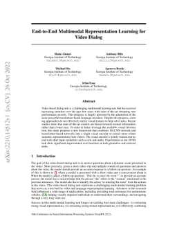End-to-End Multimodal Representation Learning for Video Dialog