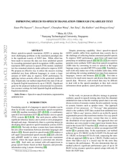 Improving Speech-to-Speech Translation Through Unlabeled Text