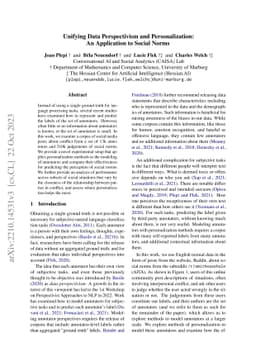 Unifying Data Perspectivism and Personalization: An Application to
  Social Norms