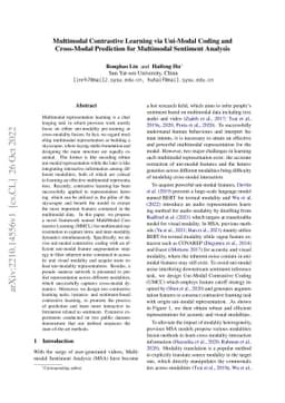 Multimodal Contrastive Learning via Uni-Modal Coding and Cross-Modal
  Prediction for Multimodal Sentiment Analysis