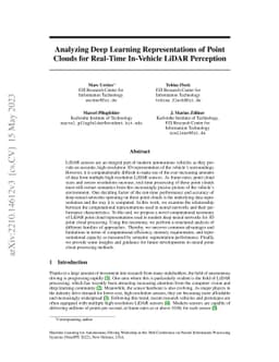Analyzing Deep Learning Representations of Point Clouds for Real-Time
  In-Vehicle LiDAR Perception