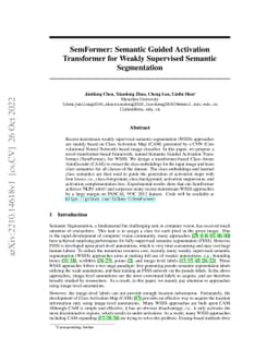SemFormer: Semantic Guided Activation Transformer for Weakly Supervised
  Semantic Segmentation