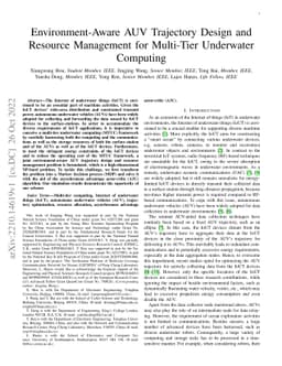 Environment-Aware AUV Trajectory Design and Resource Management for
  Multi-Tier Underwater Computing