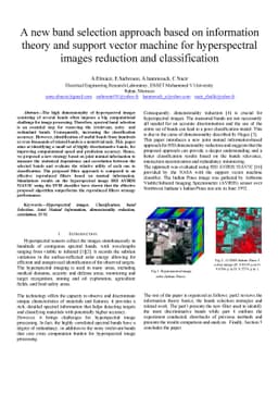 A new band selection approach based on information theory and support
  vector machine for hyperspectral images reduction and classification