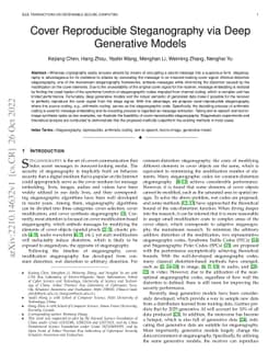 Cover Reproducible Steganography via Deep Generative Models