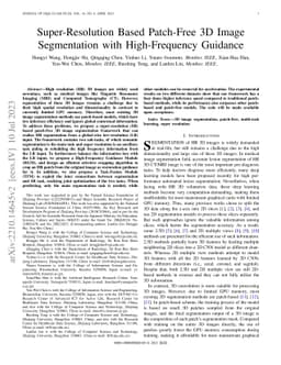 Super-Resolution Based Patch-Free 3D Image Segmentation with
  High-Frequency Guidance