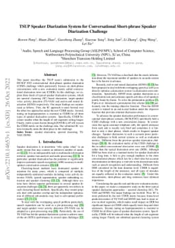 TSUP Speaker Diarization System for Conversational Short-phrase Speaker
  Diarization Challenge
