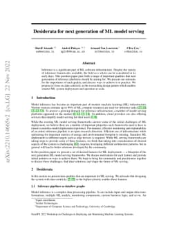 Desiderata for next generation of ML model serving