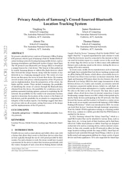 Privacy Analysis of Samsung's Crowd-Sourced Bluetooth Location Tracking
  System