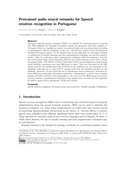 Pretrained audio neural networks for Speech emotion recognition in
  Portuguese