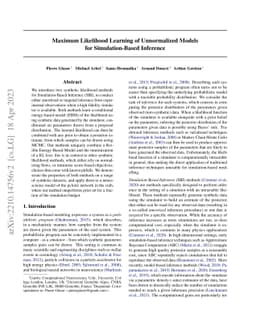 Maximum Likelihood Learning of Unnormalized Models for Simulation-Based
  Inference