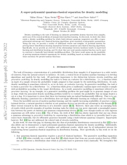 A super-polynomial quantum-classical separation for density modelling