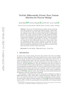 TraVaS: Differentially Private Trace Variant Selection for Process
  Mining