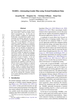 MABEL: Attenuating Gender Bias using Textual Entailment Data
