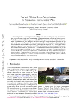 Fast and Efficient Scene Categorization for Autonomous Driving using
  VAEs
