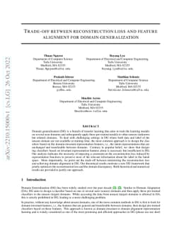Trade-off between reconstruction loss and feature alignment for domain
  generalization