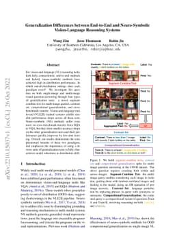 Generalization Differences between End-to-End and Neuro-Symbolic
  Vision-Language Reasoning Systems