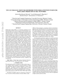 ViT-CAT: Parallel Vision Transformers with Cross Attention Fusion for
  Popularity Prediction in MEC Networks