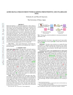 Audio Signal Enhancement with Learning from Positive and Unlabelled Data