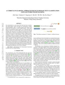 A Curriculum Learning Approach for Multi-domain Text Classification
  Using Keyword weight Ranking