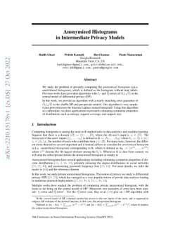 Anonymized Histograms in Intermediate Privacy Models