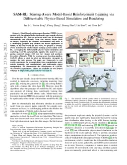 SAM-RL: Sensing-Aware Model-Based Reinforcement Learning via
  Differentiable Physics-Based Simulation and Rendering