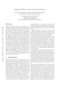 Partially Oblivious Neural Network Inference