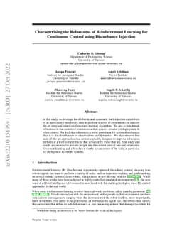 Characterising the Robustness of Reinforcement Learning for Continuous
  Control using Disturbance Injection