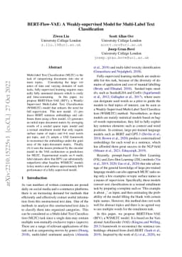 BERT-Flow-VAE: A Weakly-supervised Model for Multi-Label Text
  Classification