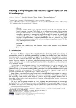 Creating a morphological and syntactic tagged corpus for the Uzbek
  language
