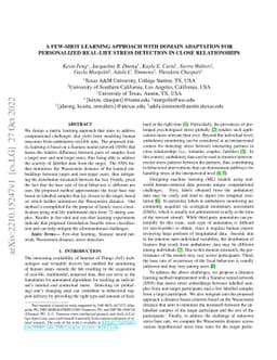 A few-shot learning approach with domain adaptation for personalized
  real-life stress detection in close relationships