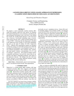 A knowledge-driven vowel-based approach of depression classification
  from speech using data augmentation