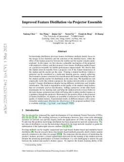 Improved Feature Distillation via Projector Ensemble