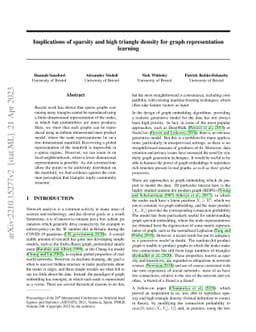 Implications of sparsity and high triangle density for graph
  representation learning