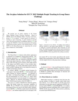 The 1st-place Solution for ECCV 2022 Multiple People Tracking in Group
  Dance Challenge