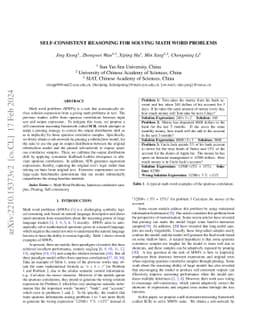 Self-consistent Reasoning For Solving Math Word Problems