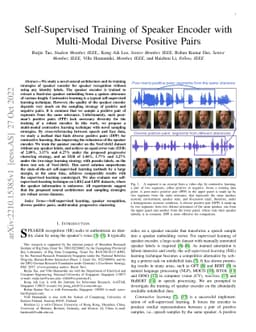Self-Supervised Training of Speaker Encoder with Multi-Modal Diverse
  Positive Pairs